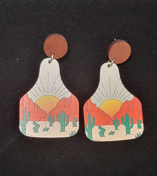 Western Cow Tag Earrings
