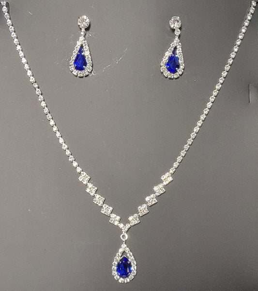 Teardrop Rhinestone Necklace Set