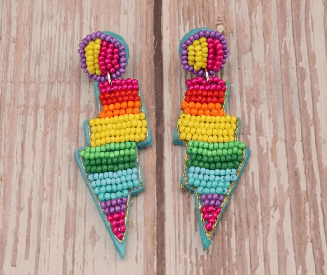 Seed Bead Lightning Bolt Earrings - Lady Dorothy Boutique