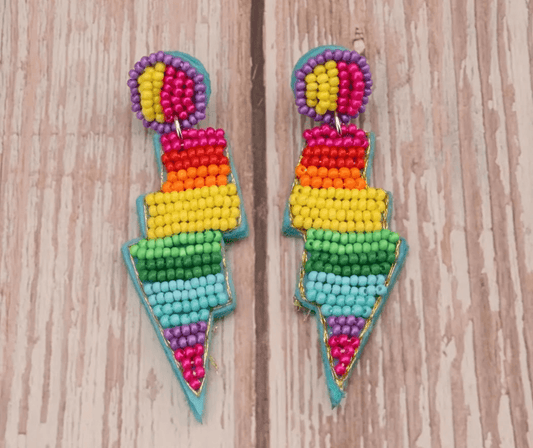 Seed Bead Lightning Bolt Earrings - Lady Dorothy Boutique