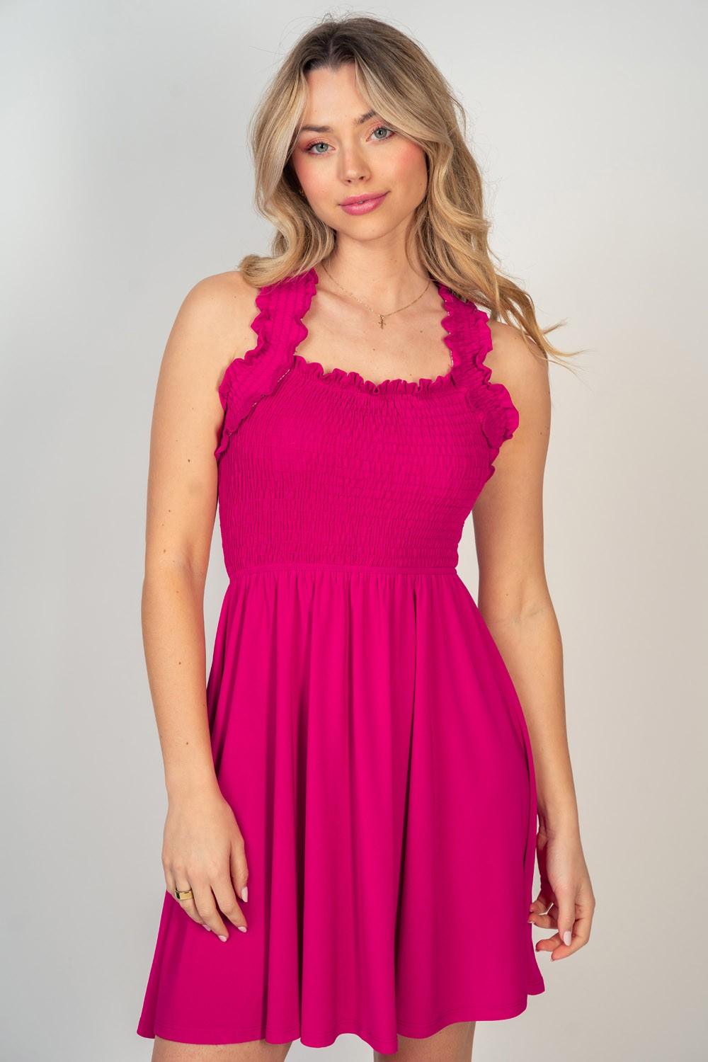 Smocked In Magenta Dress - Lady Dorothy Boutique