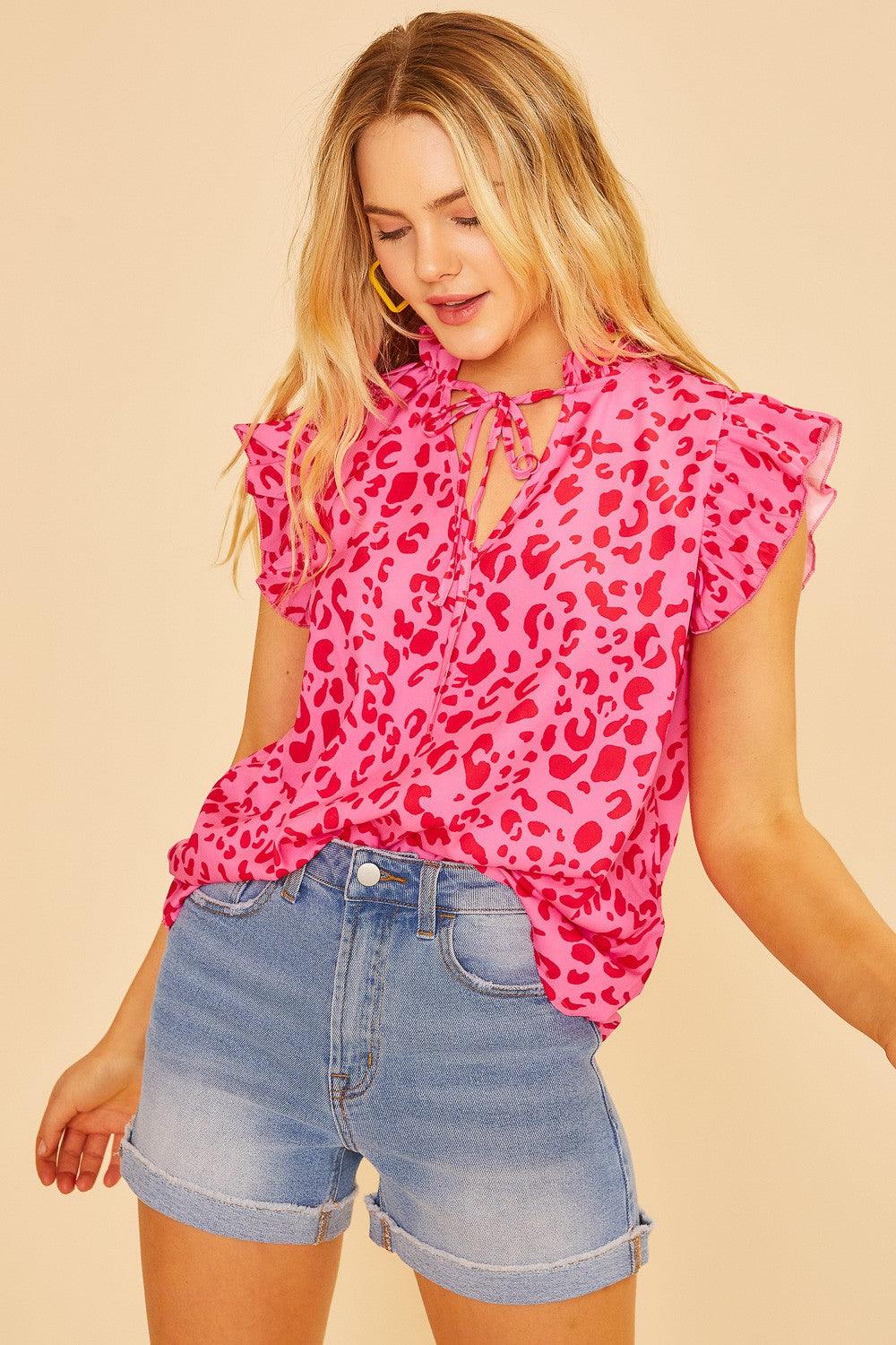 Strawberry Leopard Top - Lady Dorothy Boutique