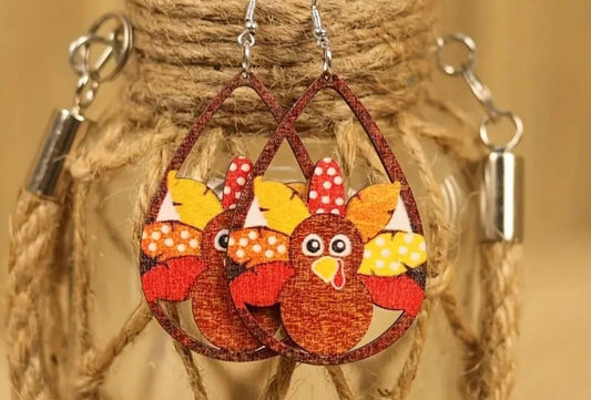 Thanksgiving Wooden Earrings - Lady Dorothy Boutique