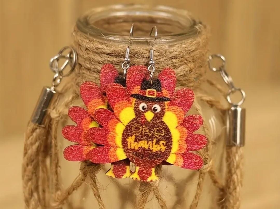 Thanksgiving Wooden Earrings - Lady Dorothy Boutique