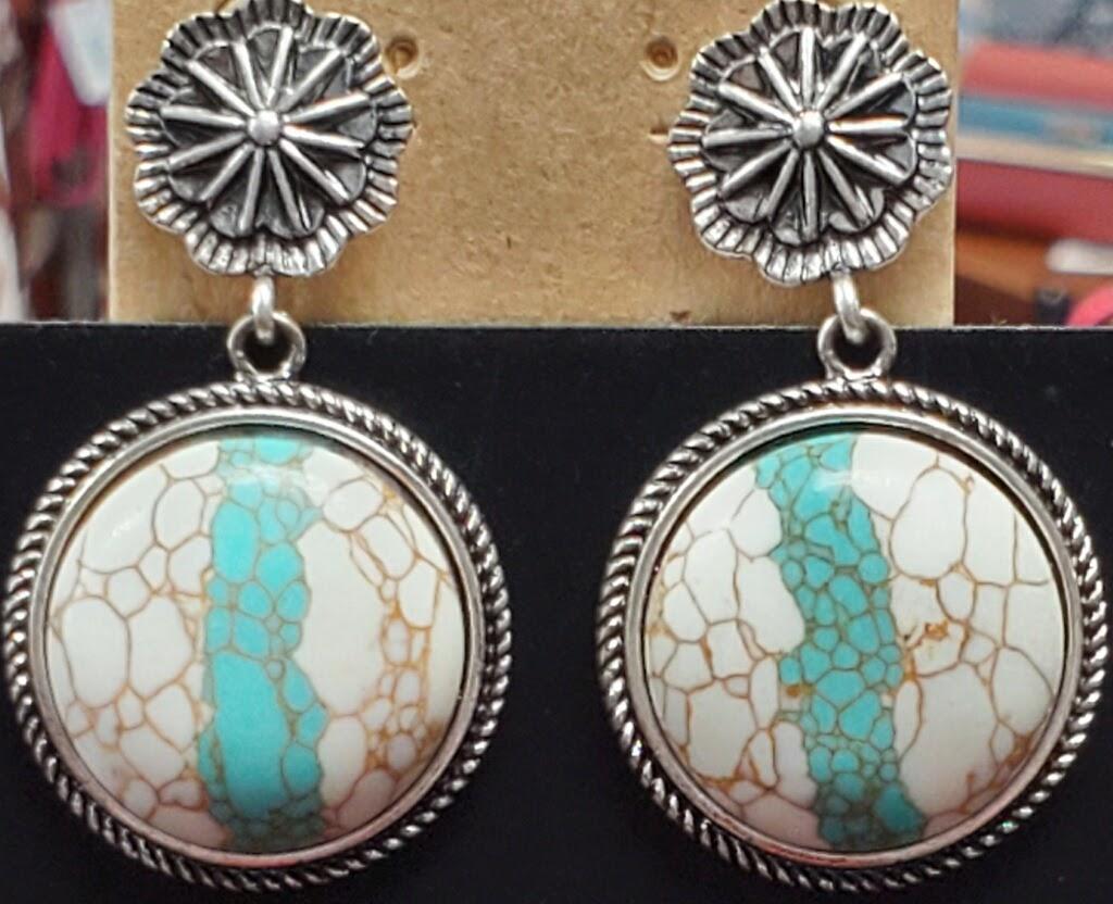Turquoise & White Drop Earrings - Lady Dorothy Boutique
