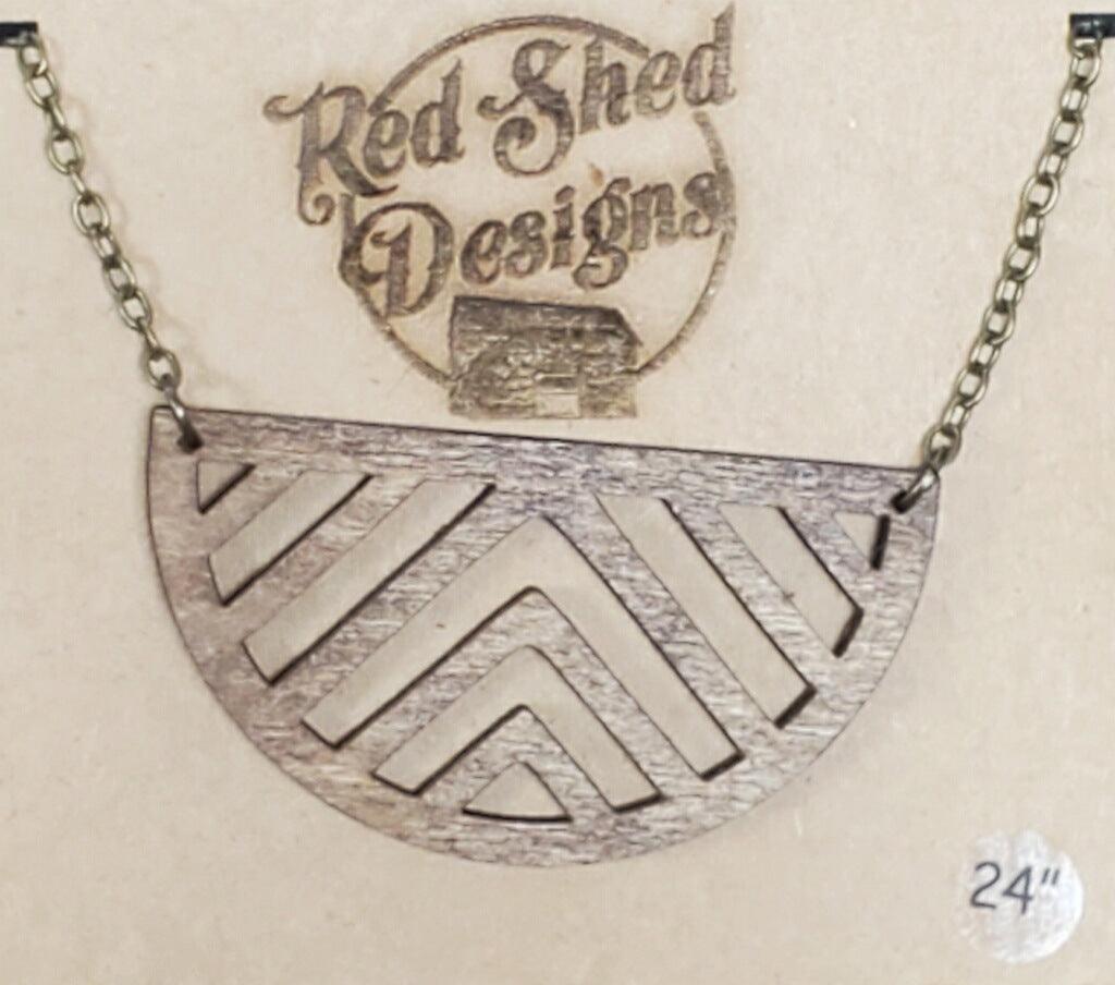 Wooden Design Half Circle Necklace - Lady Dorothy Boutique