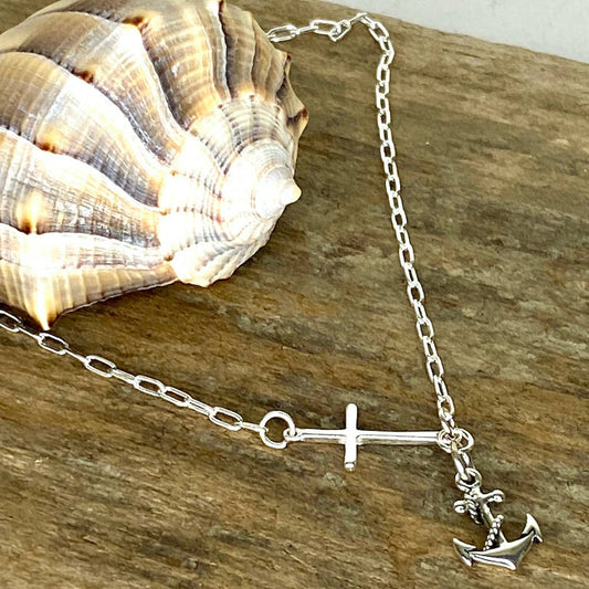 Sterling Silver Anchored in Faith Anklet
