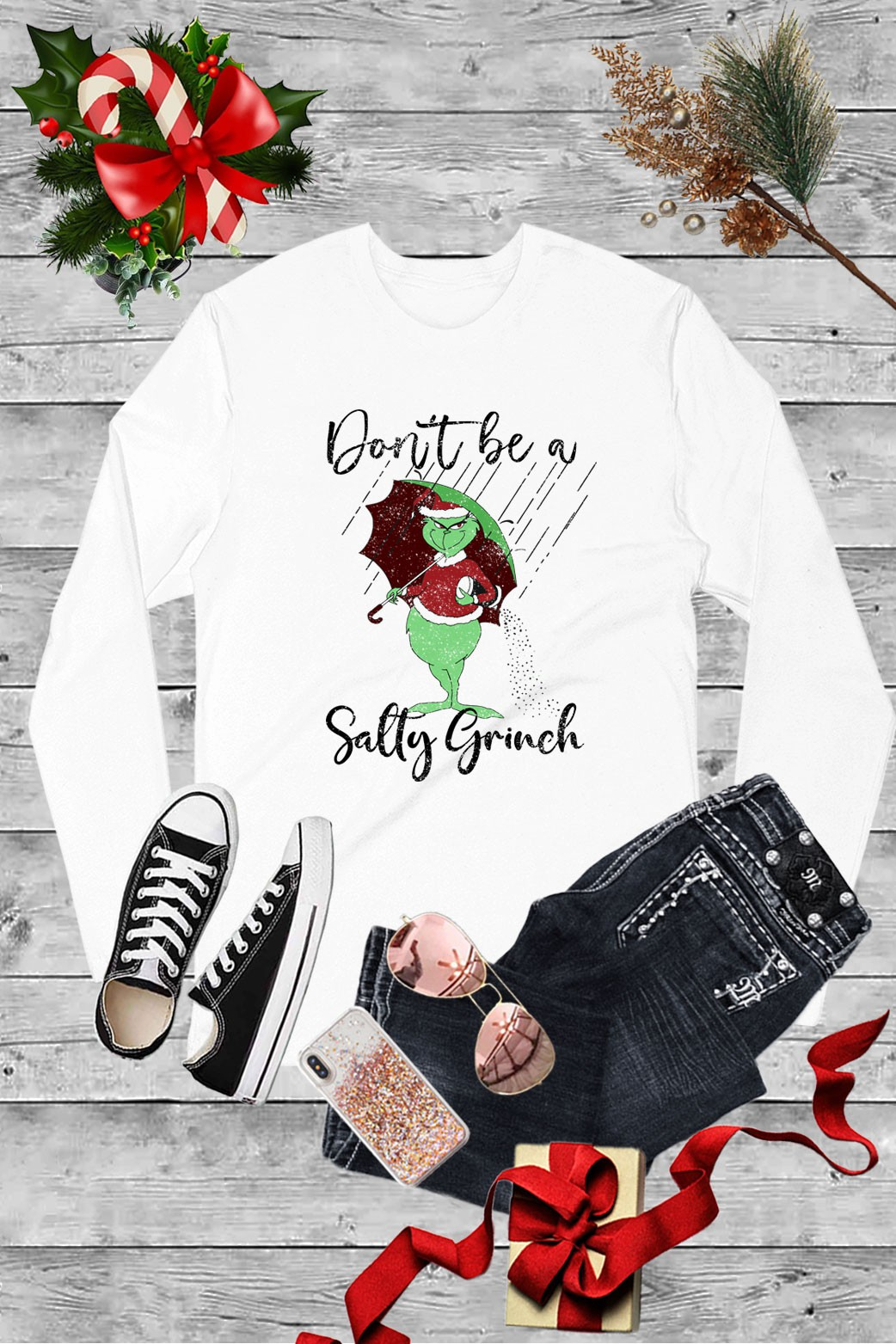 Salty Grinch Long Sleeve Tee - Lady Dorothy Boutique