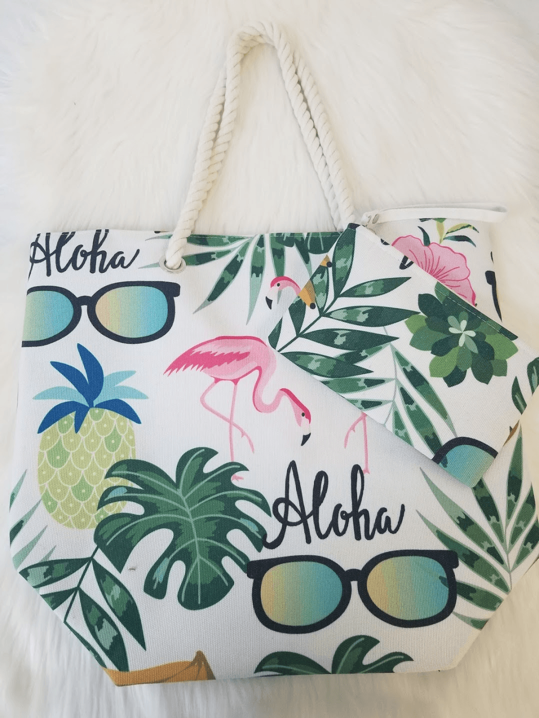 Aloha Tote With Matching Pouch - Lady Dorothy Boutique