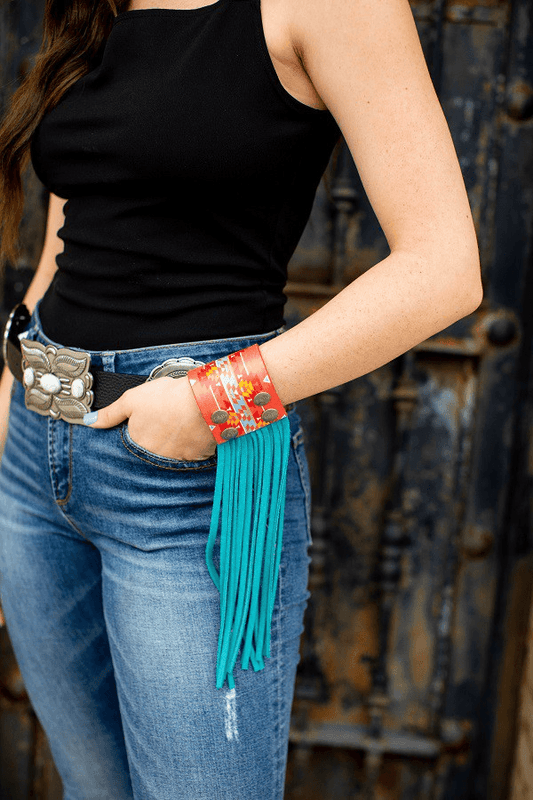 Aztec Cuff Fringe Bracelet - Lady Dorothy Boutique