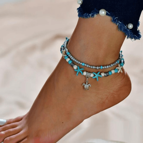 Beaded Turquoise Anklet - Lady Dorothy Boutique