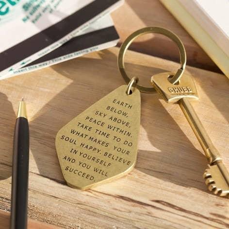 Believe In Yourself Antique Brass Keyring - Lady Dorothy Boutique