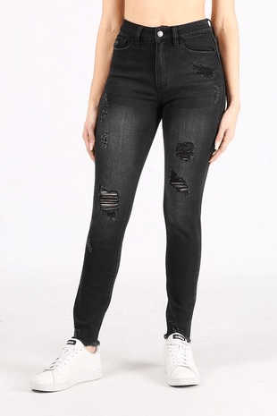 Black Distressed Skinny Jeans - Lady Dorothy Boutique