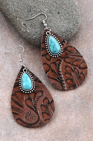 Boho Leather Teardrop Earrings - Lady Dorothy Boutique