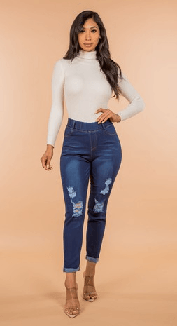 Distressed Boyfriend Jeggings - Lady Dorothy Boutique