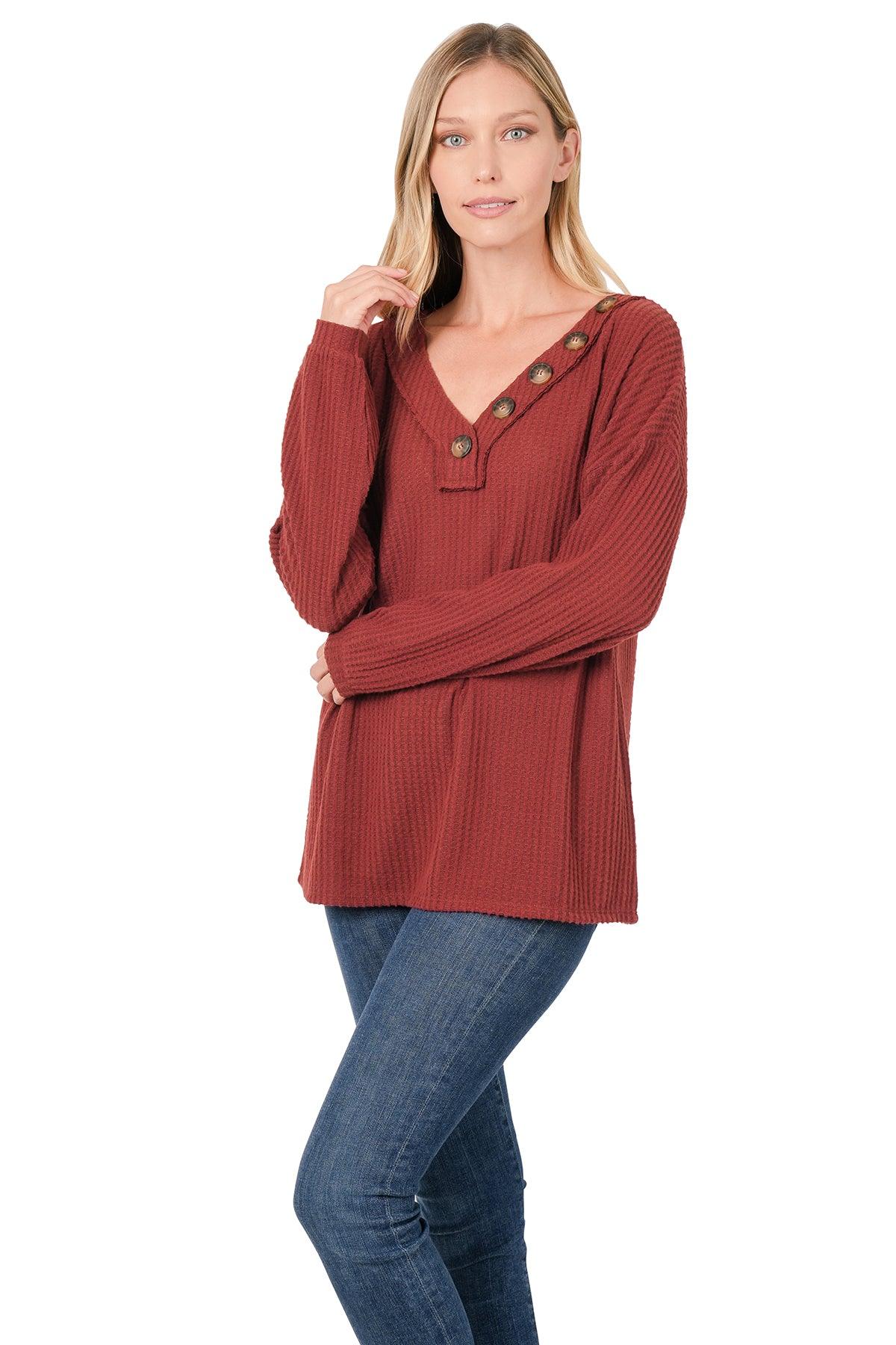 Fallin' Leaves Waffle Sweater - Lady Dorothy Boutique