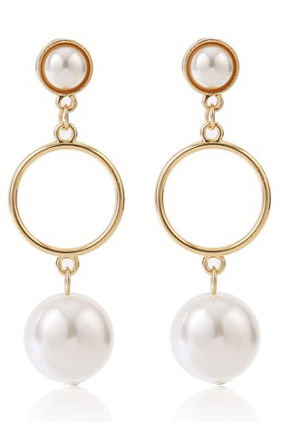 Gold Circle Pearl Earrings - Lady Dorothy Boutique