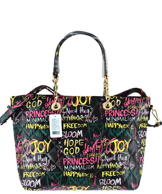 Graffiti Quilted Shoulder Bag - Lady Dorothy Boutique