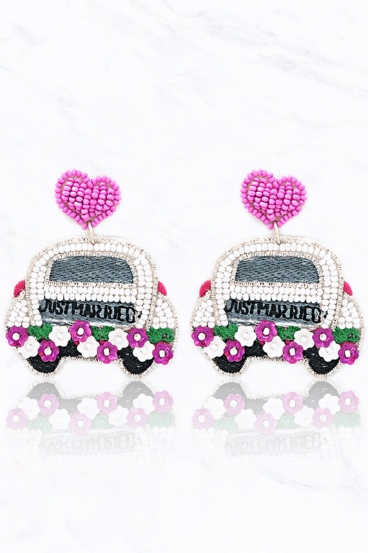 Just Married Seed Bead Earrings - Lady Dorothy Boutique