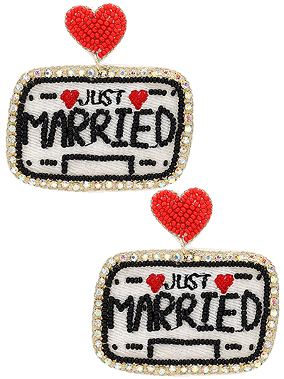 Just Married Seed Bead Earrings - Lady Dorothy Boutique