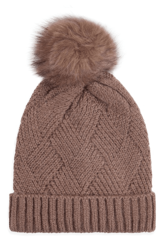 Knitted Pom Beanie W/Matching Scarf - Lady Dorothy Boutique
