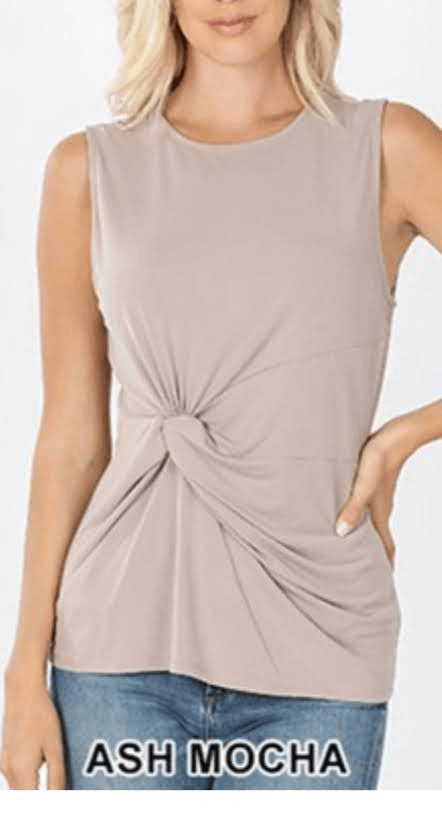 Knot Front Sleeveless Top - Lady Dorothy Boutique