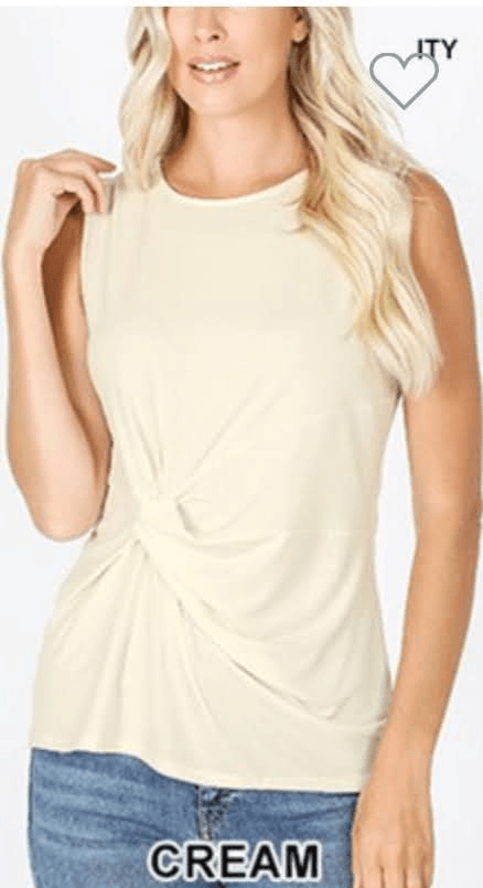 Knot Front Sleeveless Top - Lady Dorothy Boutique