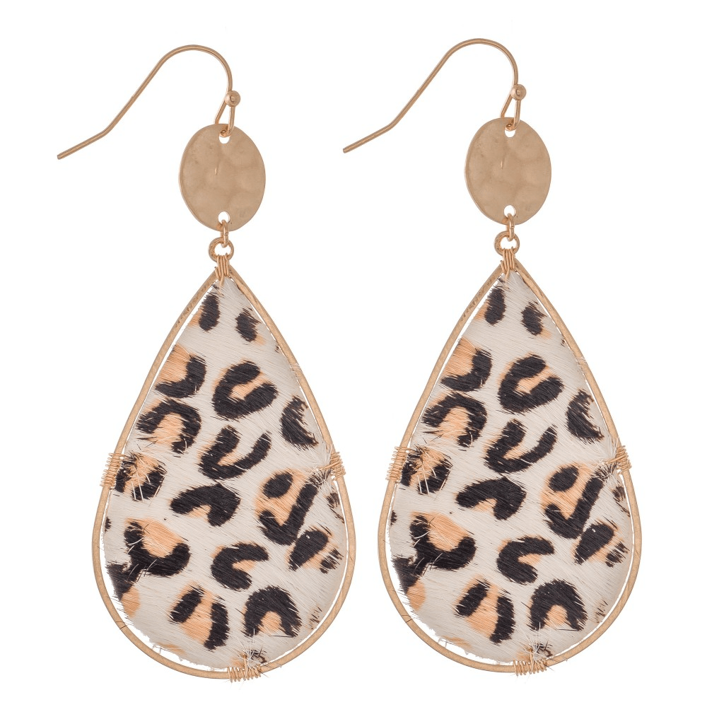 Leopard Hammered Earrings - Lady Dorothy Boutique