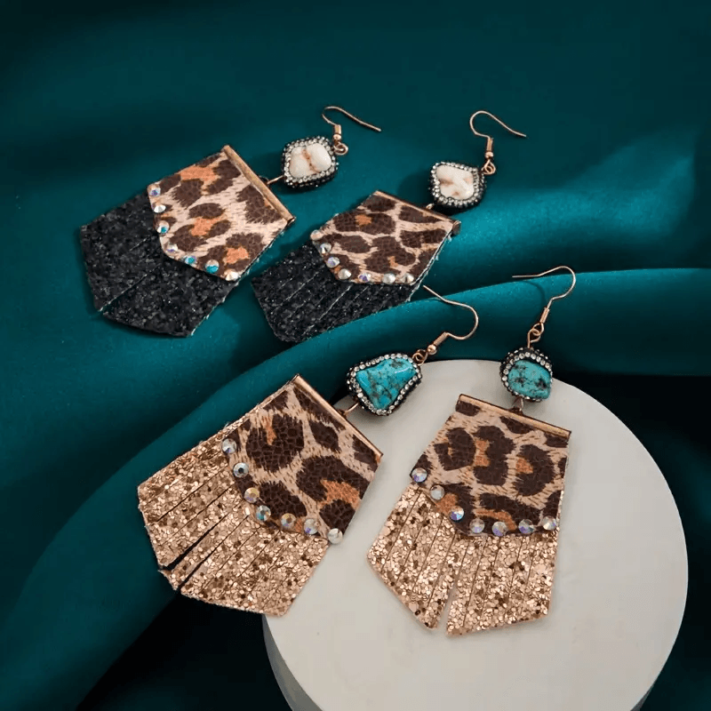 Leopard Tassel Stone Earrings - Lady Dorothy Boutique
