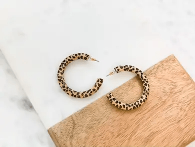 Leopard Wood Hoop Earrings - Lady Dorothy Boutique