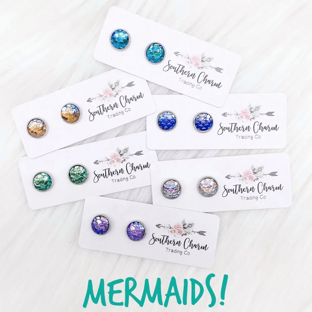 Mermaid Scale Studs 8mm - Lady Dorothy Boutique