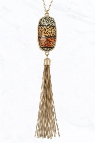 Multi Stone Tassel Necklace - Lady Dorothy Boutique