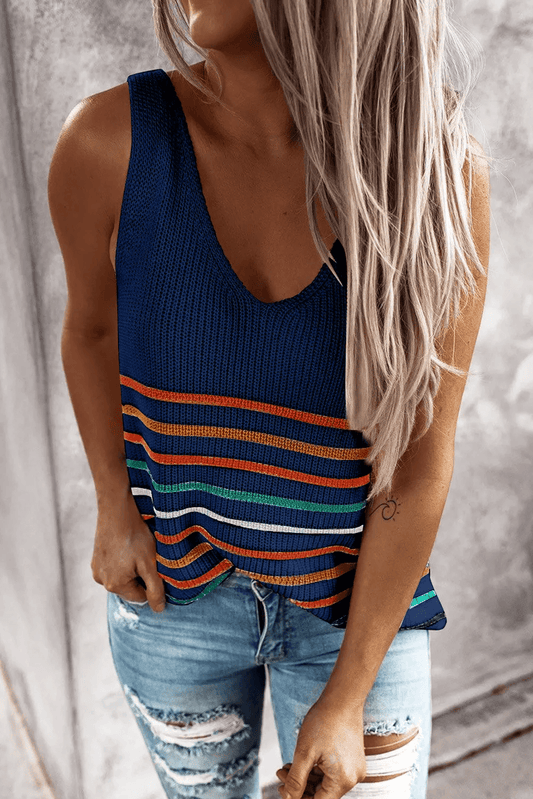 Multicolor Stripes Knit Tank - Lady Dorothy Boutique
