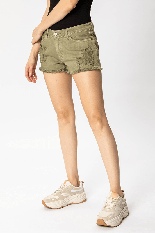 Olive Frayed Shorts KC8377OL - Lady Dorothy Boutique