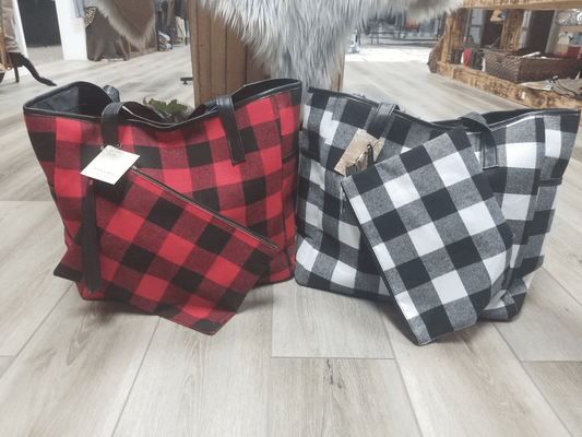 Plaid Tote with Matching Wristlet - Lady Dorothy Boutique