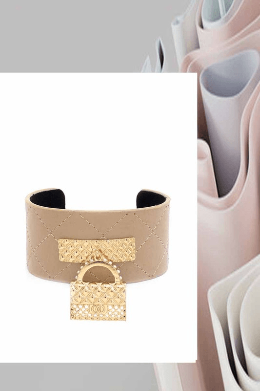 Purse Charm Leather Cuff Bracelet - Lady Dorothy Boutique