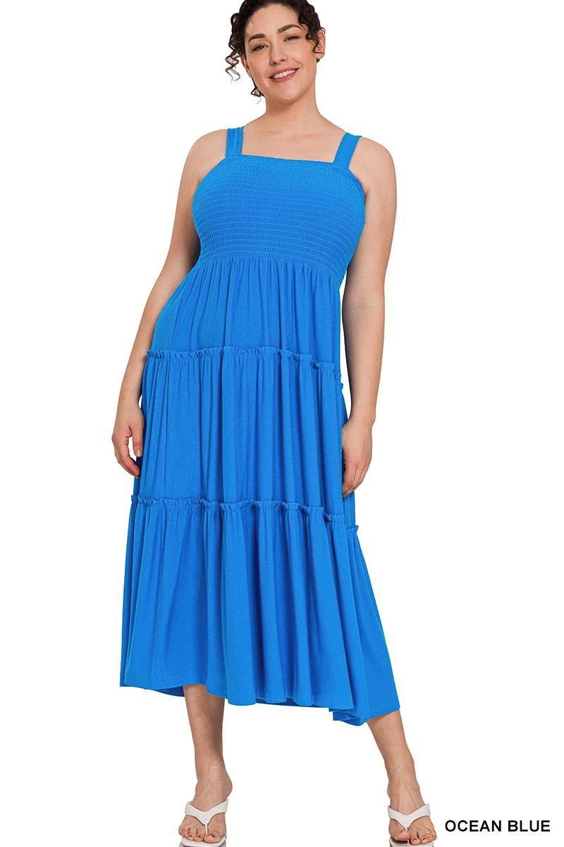 Smocked Tiered Midi Dress - Lady Dorothy Boutique