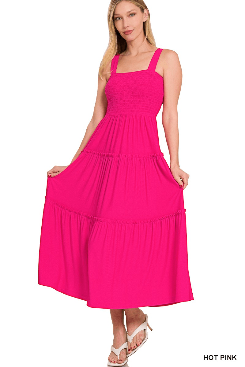 Smocked Tiered Midi Dress - Lady Dorothy Boutique