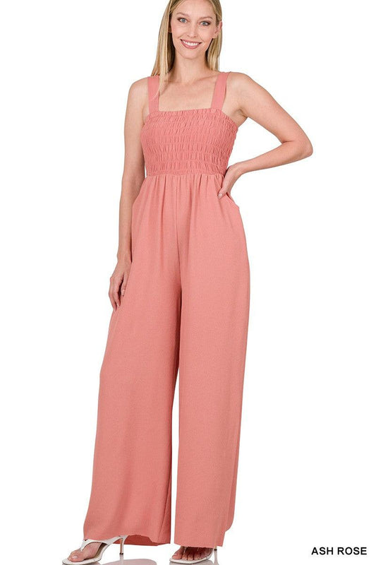 Smocked Woven Jumpsuit - Lady Dorothy Boutique