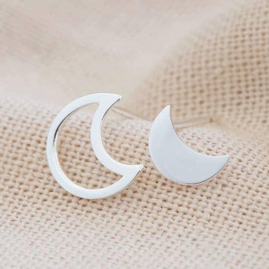 Sterling Silver Mismatched Moon Earrings - Lady Dorothy Boutique
