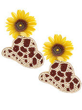 Sunflower Hat Seed Bead Earrings - Lady Dorothy Boutique