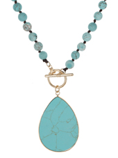 Turquoise Teardrop Toggle Necklace - Lady Dorothy Boutique