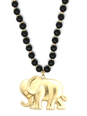 Wood Bead Elephant Necklace - Lady Dorothy Boutique