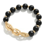 Wood Bead Gold Link Bracelet - Lady Dorothy Boutique